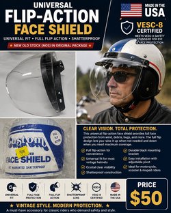 Helmet Bubble Face Shield Visor -3 SNAP-NOS