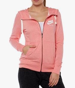 Nike Just Do It Women's XS Gym Hoodie Sweatshirt Melon Long Sleeves Front Full Zip 