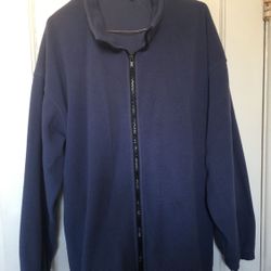 Basic Editions Men's XL Fleece Sweater Jacket Blue Full Zip 2 Pockets