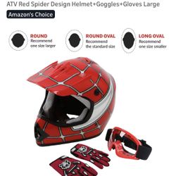 Youth Motorcycle Helmet, Goggles and Gloves 