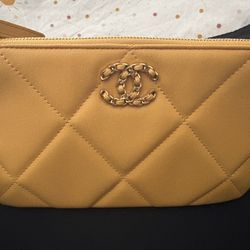 Authentic Chanel 19 Pouch Yellow