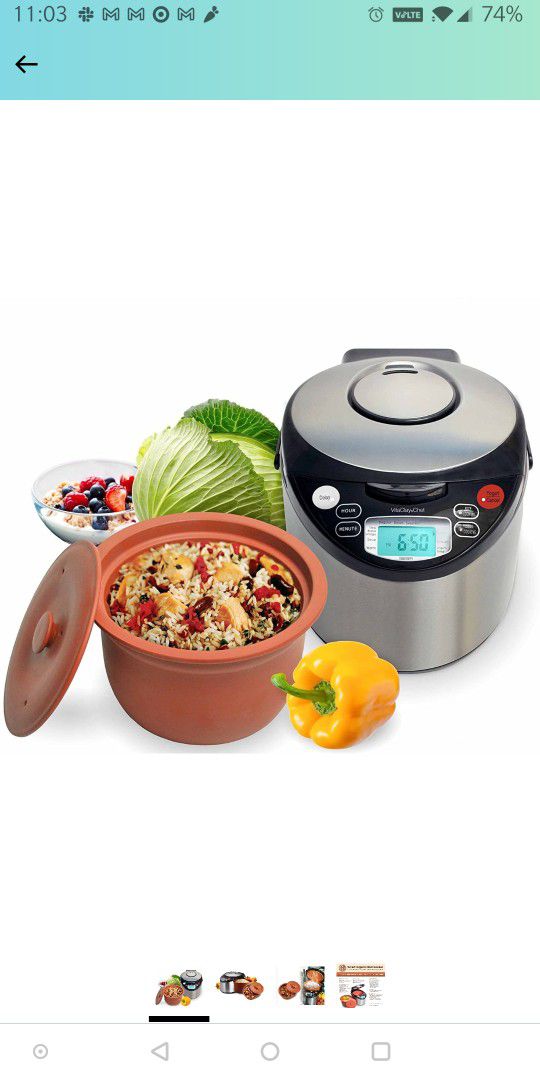 VitaClay VM7900-8 Smart Organic Multi-Cooker- A Rice Cooker, A  Slow Cooker, A Digital Steamer plus a bonus Yogurt Maker, 8 Cup /  4.2-Quart: Vitaclay Slow Cooker: Home & Kitchen