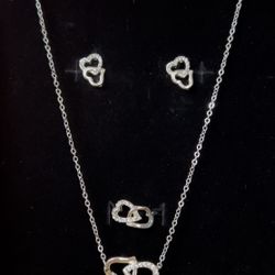 Cute Silver Heart Jewelry Set