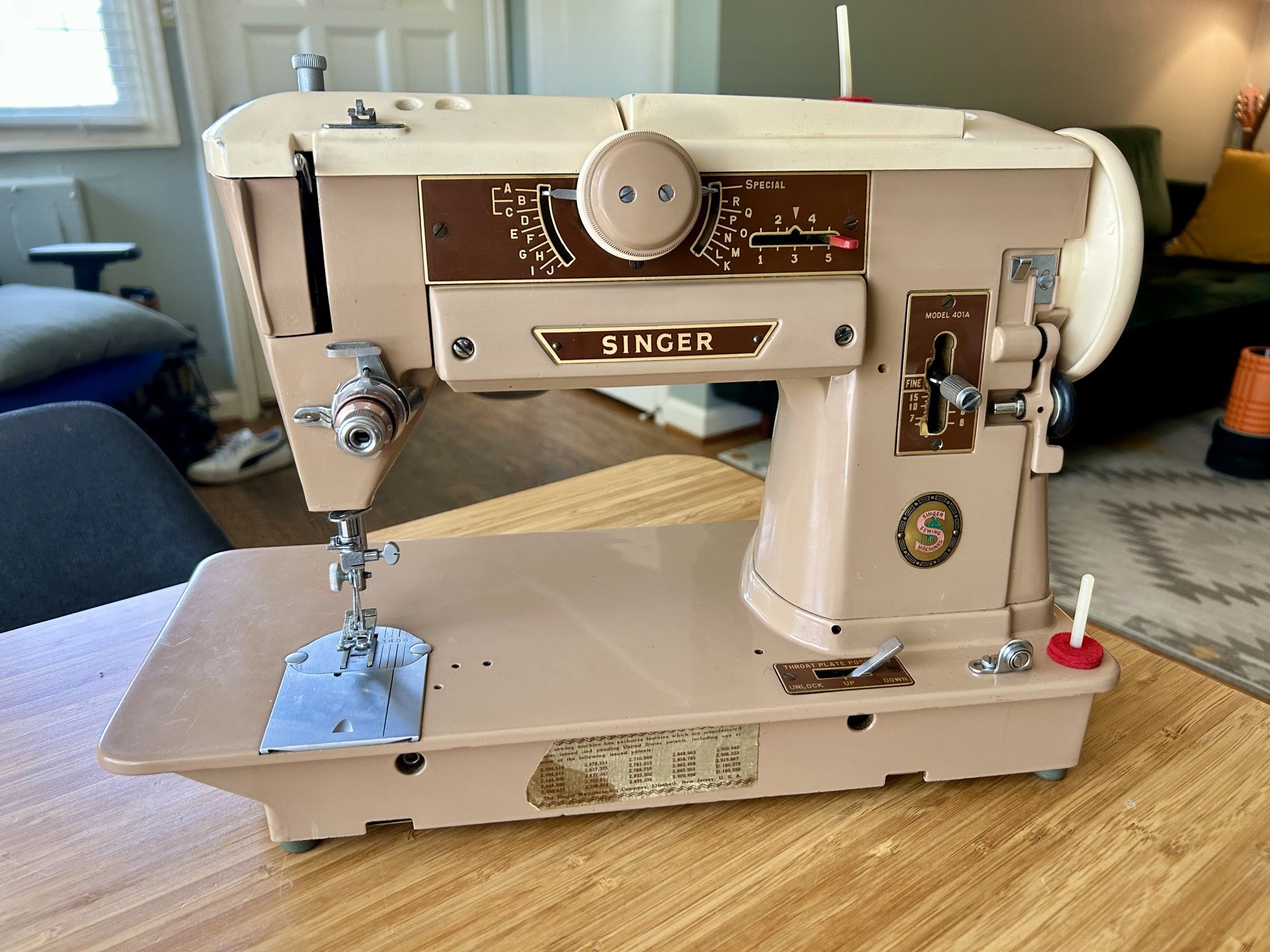 Restored Singer 401A Slant-O-Matic Sewing Machine