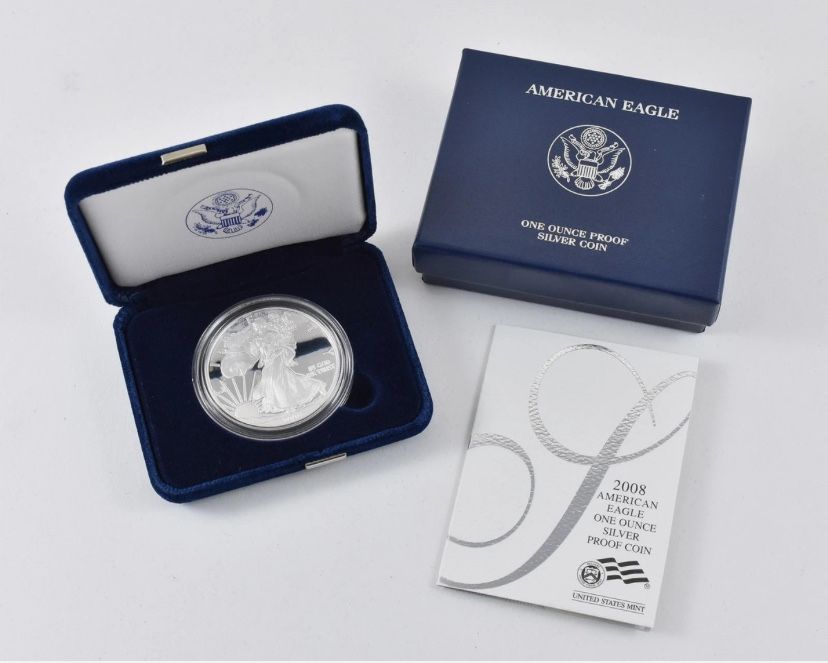2008 W American Silver Eagle PROOF 1 Oz Silver - Coin & Box & COA