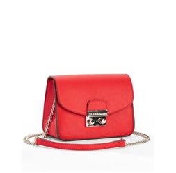BCBGeneration Red Leather Crossbody Bag Silver Chain Strap