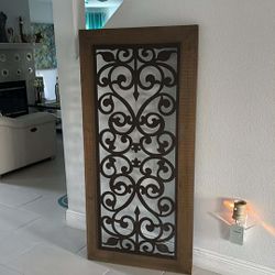 Rustic Wood And Metal Wall Decoration Size 56”x 26”x 1”
