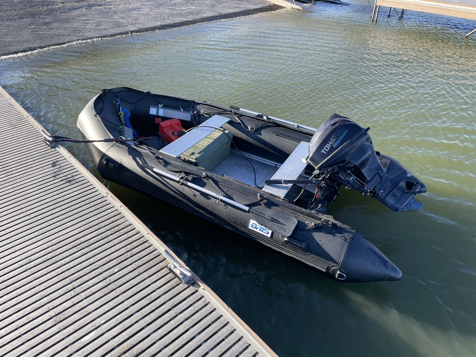12’6” Bris With 15hp Tohatsu 4 Stroke