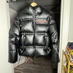 Prada Black Puffer Jacket Side XL  Brand New