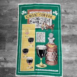 Vintage Gaelic Coffee Pure Linen Tea Towel Made in Ireland Recipe Coffee Liquor 31 1/4” x 19”