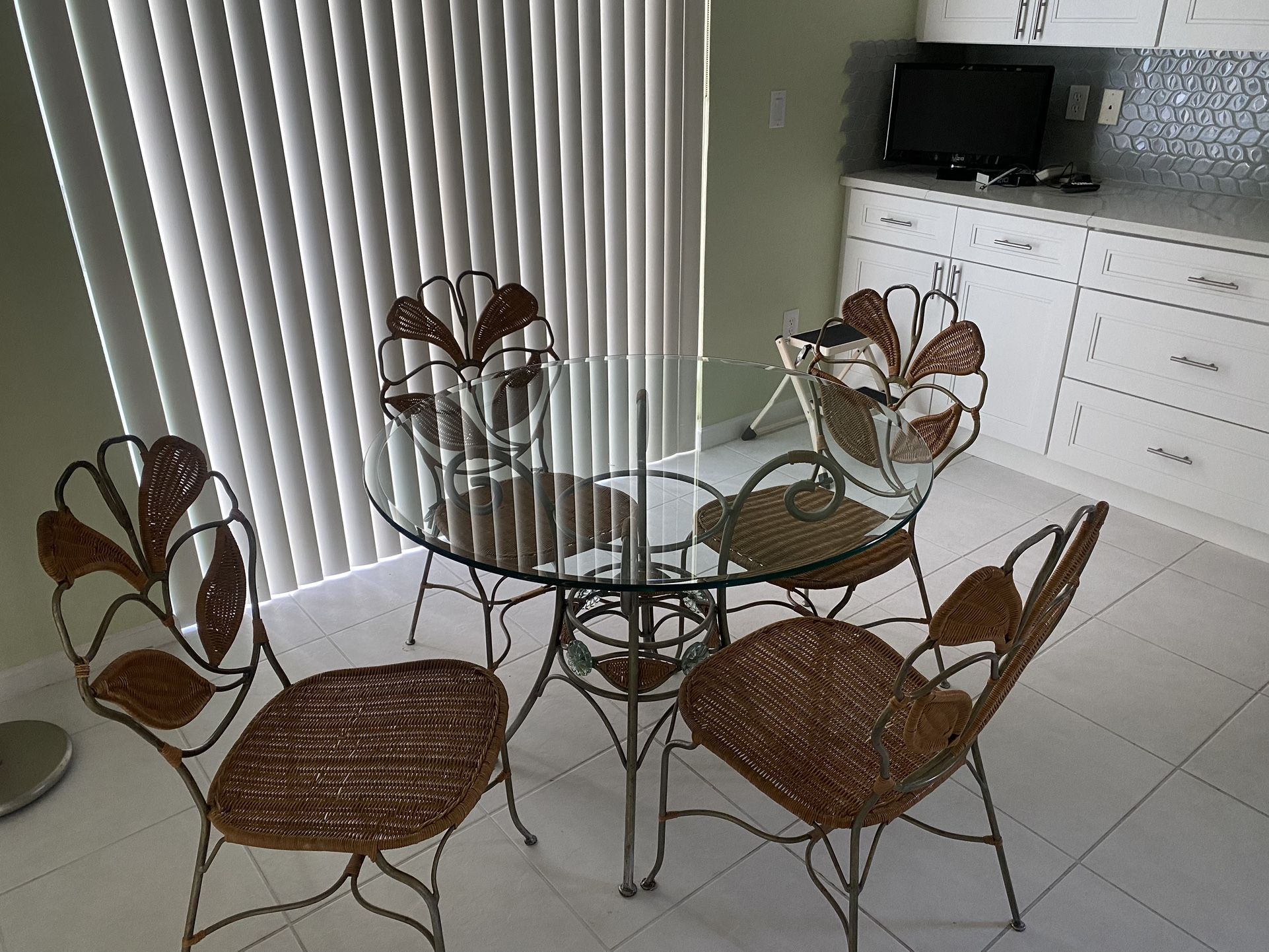 Wicker And Iron Dining Set