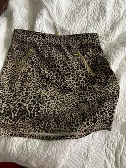 Cheetah print skirt with gold zippers high-quality