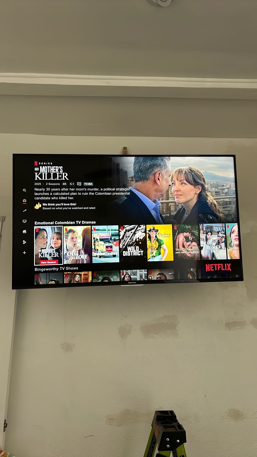 44 Wide. By 25  1/2 Long  Hisense Smart tv 