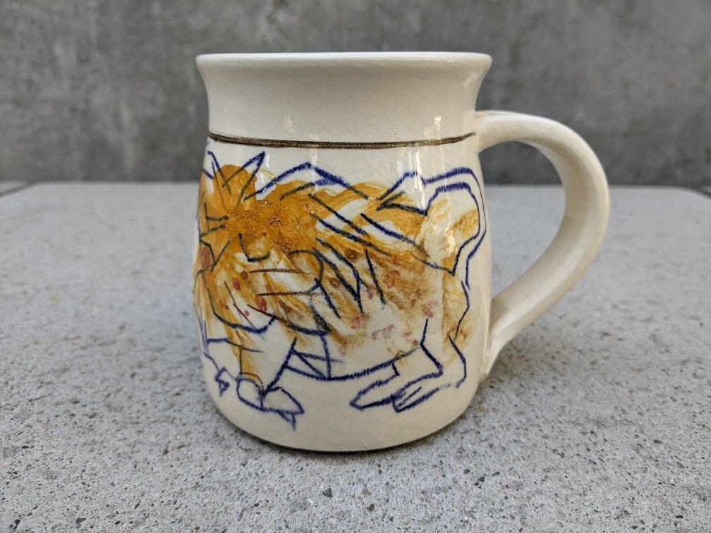 Signed California Artist Eric Darrow Ceramic Coffee Mug 15 oz MINT Condition