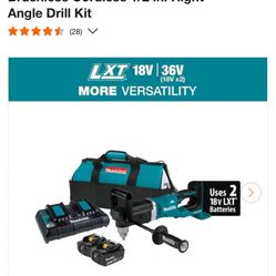 Makita 18V X2 (36V) 5.0 Ah LXT Lithium-Ion Brushless Cordless 1/2 in. Right Angle Drill Kit