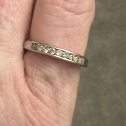 DIAMOND BAND RING - Size 7 -  Sterling Silver 