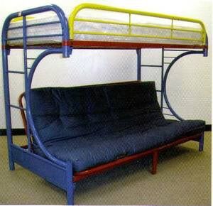 TWIN METAL BUNK BED WITH FUTON/SOFA NEW