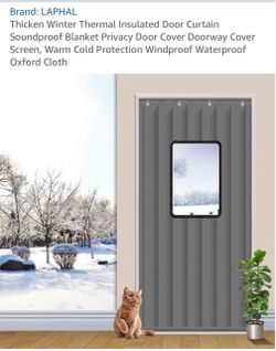 Heavy-Duty Insulated Door Curtain w/ Window – 43” x 98” – Thermal & Sound Barrier