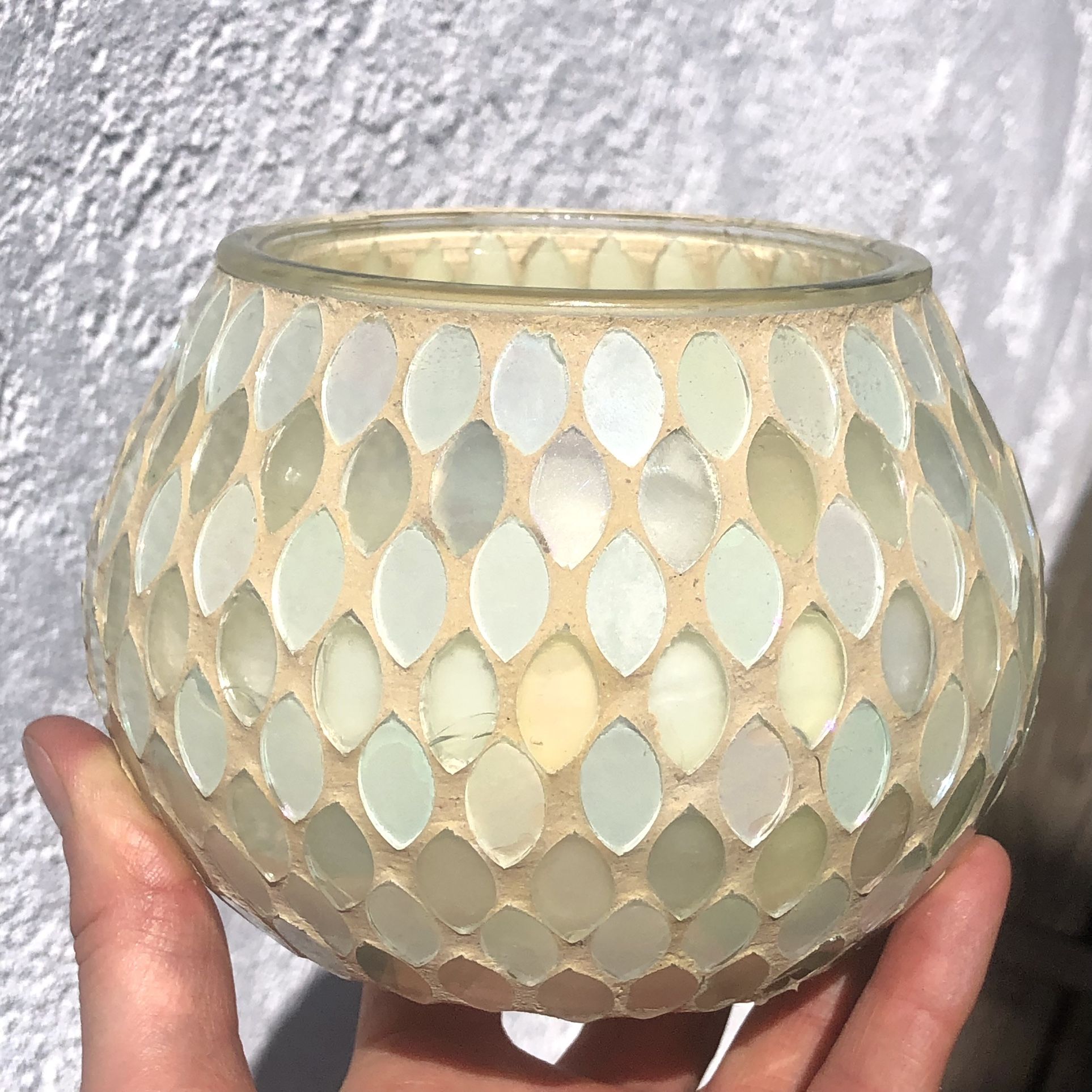 NEW*👉🏻Mosaic Glass Holder Wax Candle ❄️Frosted Snowflake❄️ (Silver Lake)