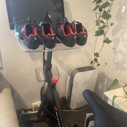 Peloton Bike With 2 Pairs Of Shoes And Stand