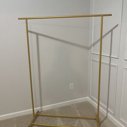 Rolling Gold Clothing Rack on Wheels, Retail Display for Hanging Garment Rack for Boutiques or Home