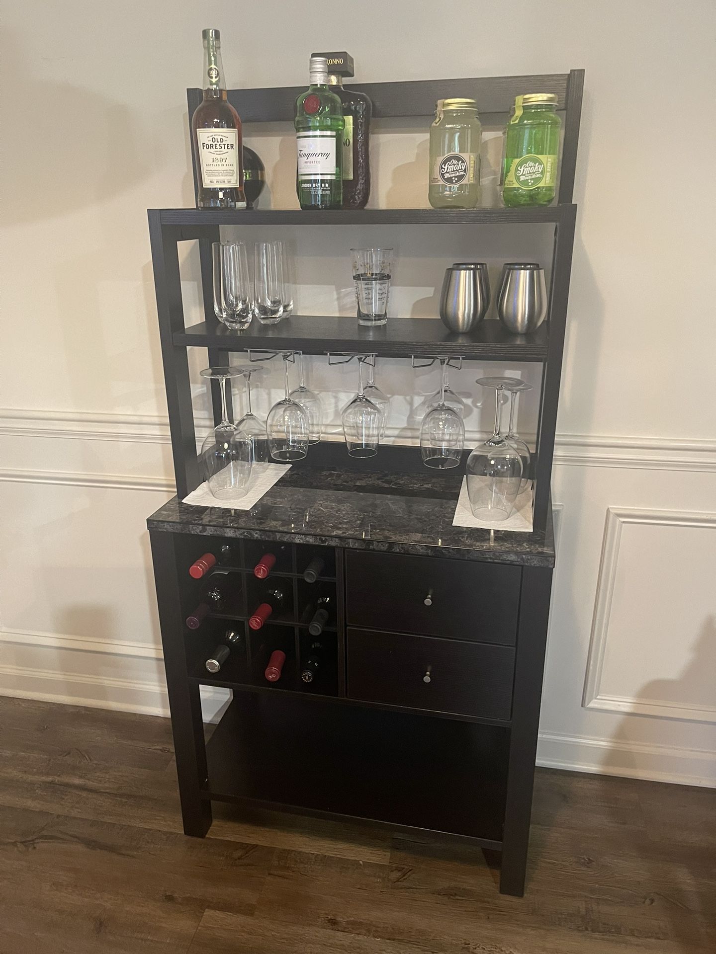 Convenience Concepts Newport Serving Bar, Espresso/Faux Marble