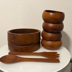 MCM Wooden Salad Set 7 Pieces
