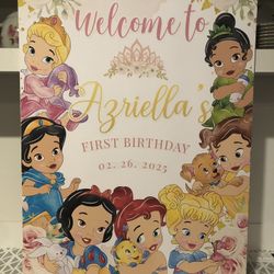 Baby Disney Princess Welcome Birthday Sign