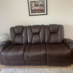Leather Power Couches Set 
