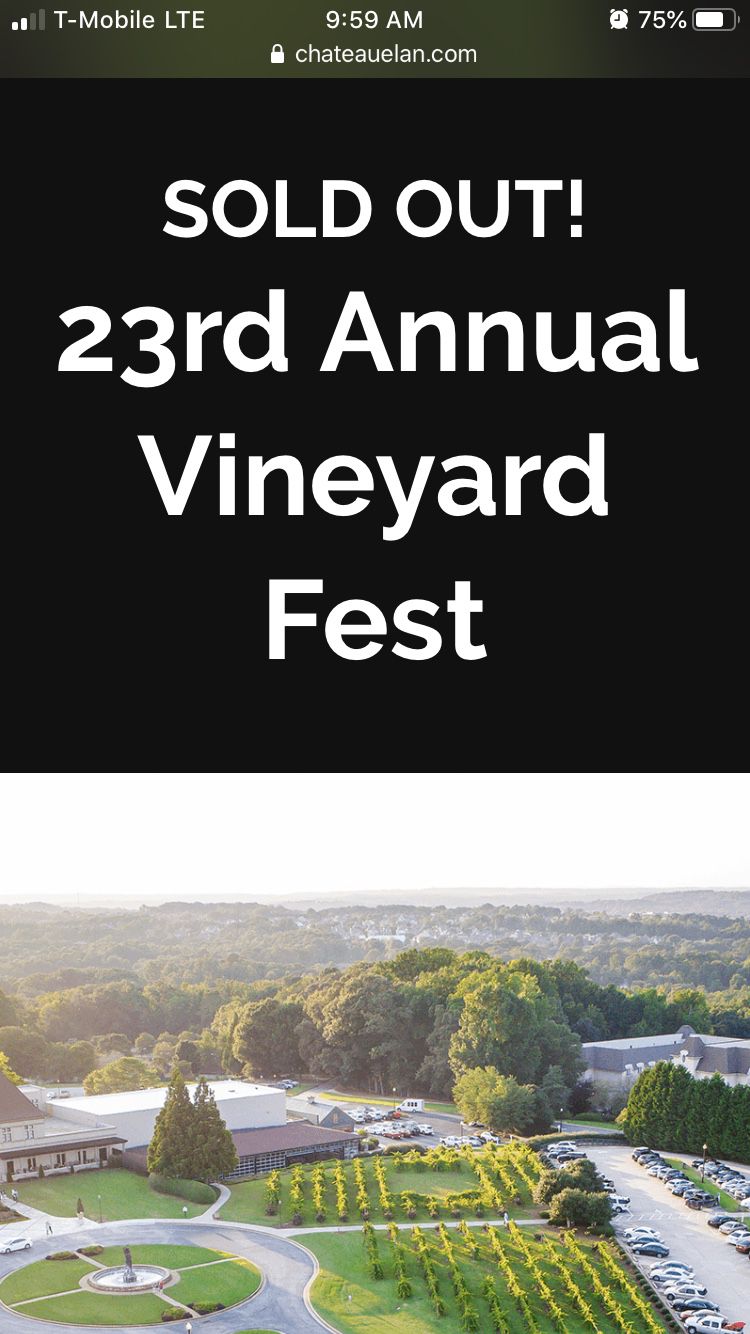Tickets for the Vineyard Fest @ Chateau Elan