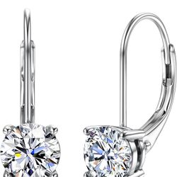 Moissanite Earrings,1.0Ct-2.0Ct D Color Brilliant round Cut Lab Created Diamond 