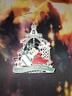 DISNEY ALL THROUGH THE HOUSE MONNIE MOUSE CHRISTMAS ORNAMENT...USED...ADULT OWNED AND KEPT IN A SMOKE FREE HOME...$10.00 FIRM...