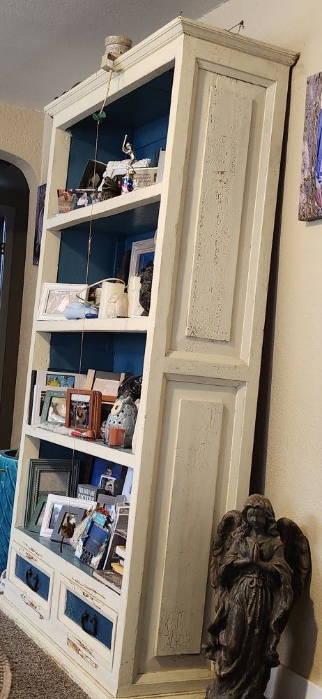 Solid Wood Book Shelf With Two Drawers