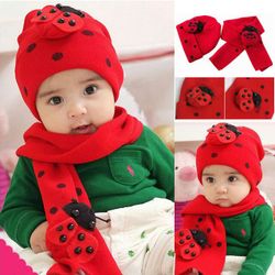 Baby lady bug hat and scarve set