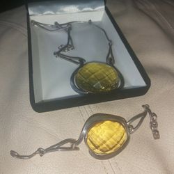 Sterling Silver Large Necklace And Bracelet Vintage Set.