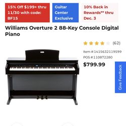 Williams Overture 2 Digital 88 Key Piano