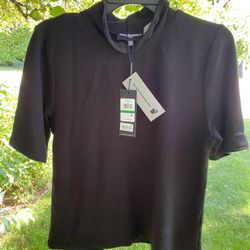 NWT Karl Lagerfeld Women’s Size L Black Mock Neck Top 