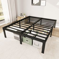 14" Full Size Metal Platform Bed Frame with Under-bed Storage, Heavy-duty, No Box Spring Needed, Easy Assembly, Black