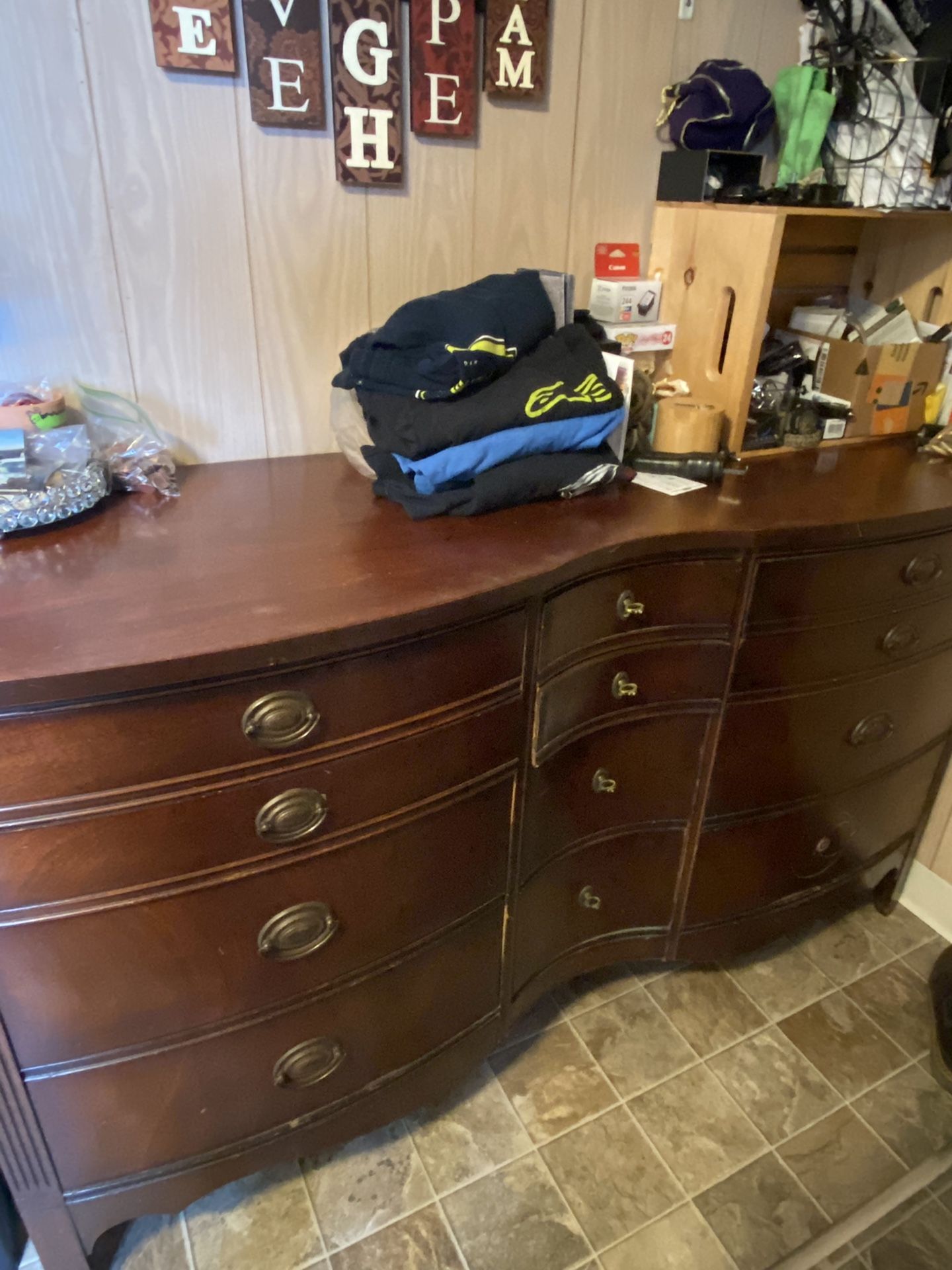 Antique 12 Drawer Dresser Comes With Mirror