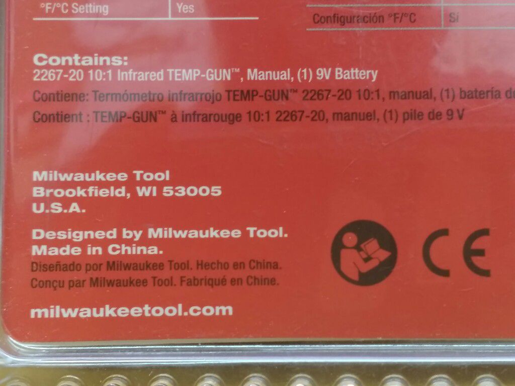 Milwaukee 10:1 Infrared Temp Gun 2267-20