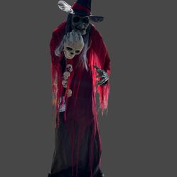 Haunted Living 8-ft Lighted Animatronic Witch with Skulls