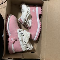 pink roll top timberlands