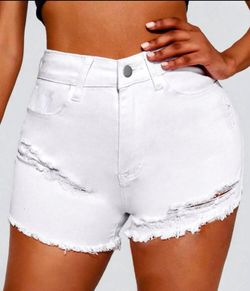 2X EZwear Plus Ripped Raw Hem Denim Shorts