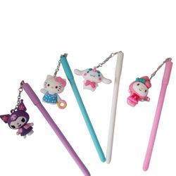 HELLO KITTY  Sanrio & Friends 4 Pcs Collectable  Pens With Dangling Charm NEW