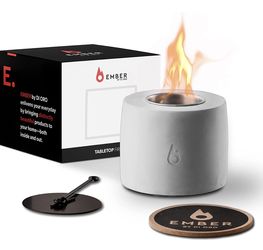 Tabletop Fire Pit - Mini Fire Pit for Table - Personal Concrete Fireplace for Indoor, Patio, & Outdoor Use - Small Smokeless Portable Firepit 