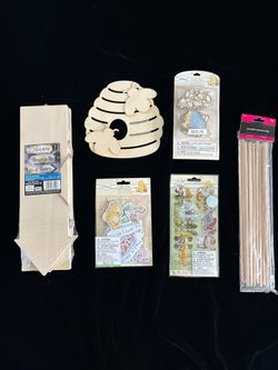 New Craft supplies bundle includes wooden bee hive and sticks all for $5