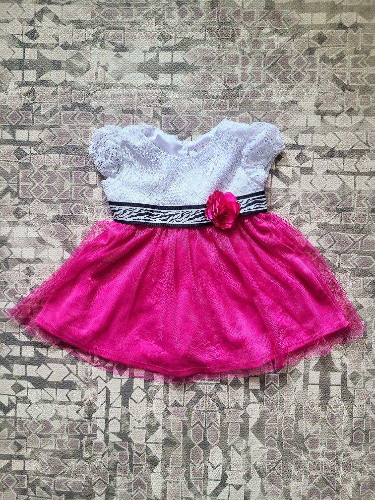Youngland Baby 24M Pink White Lace Dress with a Cardigan Sweater