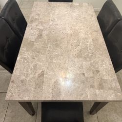Marble Dining Table Set with 8 Chairs – Solid Wood Base – Modern Dining Room Table