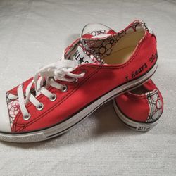 Converse RED All Stars New no Box I Heart You Limited Edition Custom Mens 7.5