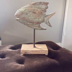 🐟 Handcrafted Wood & Steel Fish Decor – Unique Art Piece